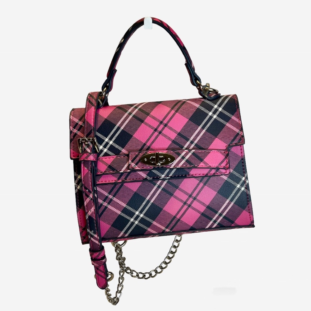 Madden NYC Pink Plaid Crossbody Handbag Barbie Core